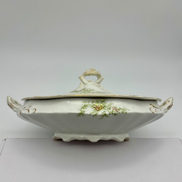 Antique Homer Laughlin, White Granite, Porcelain Covered Casserole, Transferware - Picture 3 of 16